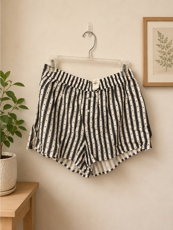 aerie Pants - Aerie Striped Black and White Women's Lounge Shorts